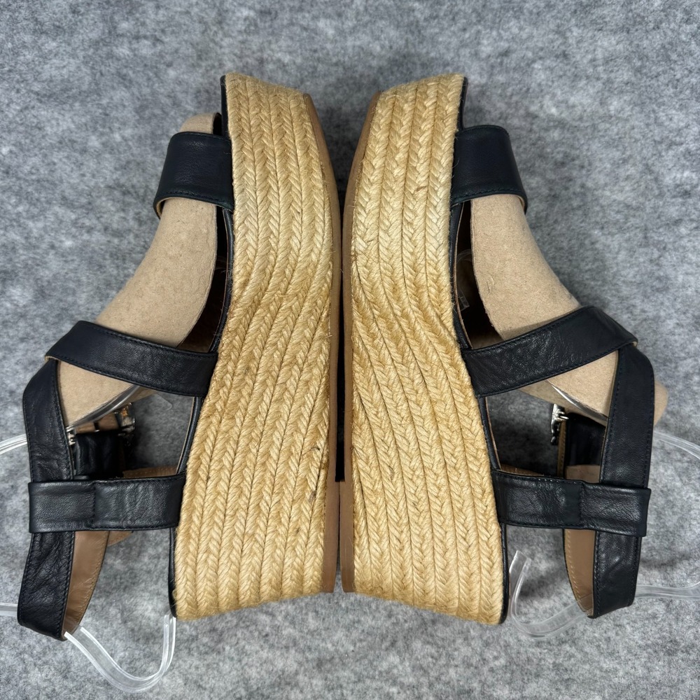 Eric Michael Womens Wedge Heel Ankle Strap Espadrilles Sandals Sz 10-11 Black - Picture 4 of 10